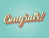 Congrats!. Retro style lettering stock illustration. Invitation or greeting card stock illustration