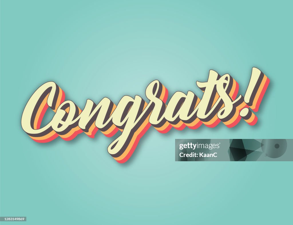 Congrats!. Retro style lettering stock illustration. Invitation or greeting card stock illustration