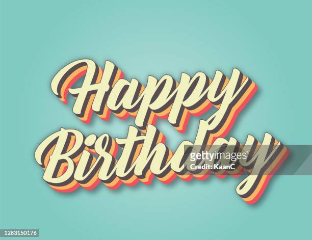 happy birthday. retro style lettering stock illustration. invitation or greeting card stock illustration - birthday stock illustrations