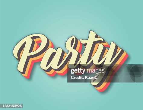 Machine Party Lettering Party Retro Style Lettering Stock Illustration Invitation Or Greeting ...