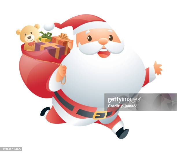 running santa - christmas north pole background stock illustrations