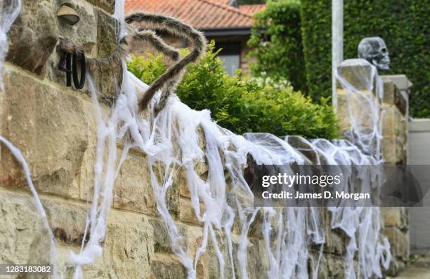 House decorated in a collection of Halloween items in the suburb of Mosman on October 31, 2020 in Sydney, Australia. Halloween celebrations have been...