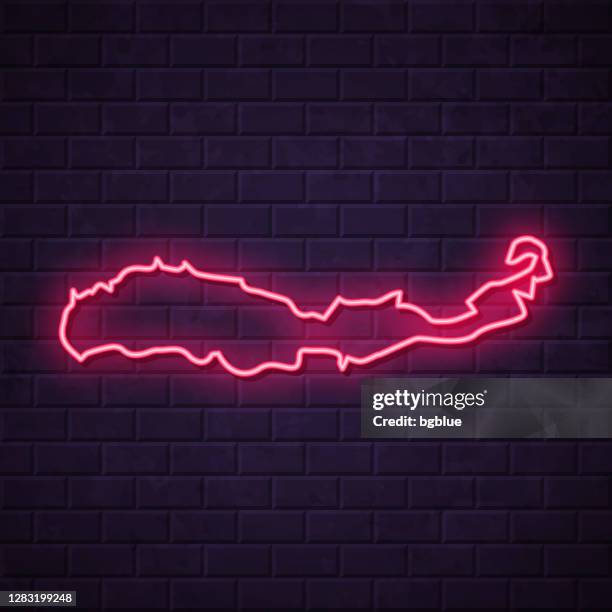 flores map - glowing neon sign on brick wall background - flores stock illustrations