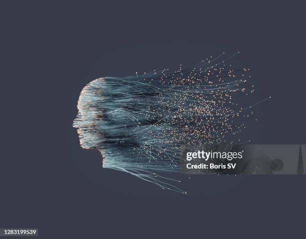 neuron system extending into long hair - sensory perception stockfoto's en -beelden