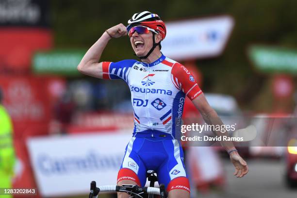 Arrival / David Gaudu of France and Team Groupama - FDJ / Celebration / during the 75th Tour of Spain 2020, Stage 11 a 170km stage from Villaviciosa...