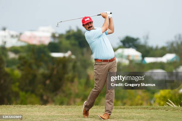 Johnson Wagner of the United States plays his shot from the tenth tee during the third round of the Bermuda Championship at Port Royal Golf Course on...