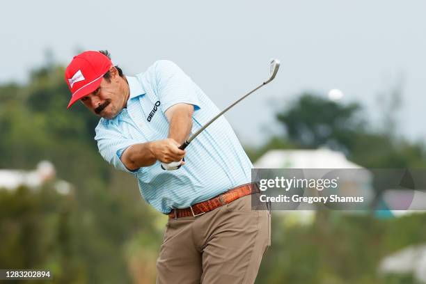 Johnson Wagner of the United States plays his shot from the tenth tee during the third round of the Bermuda Championship at Port Royal Golf Course on...