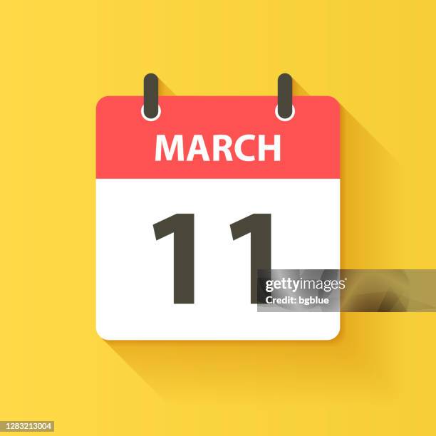 march 11 - daily calendar icon in flat design style - march calendar 2020 stock illustrations