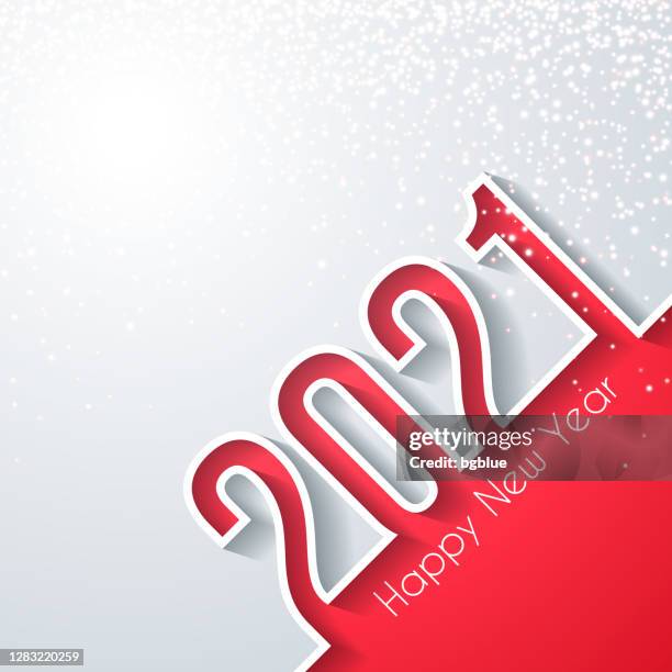 happy new year 2021 with gold glitter - white background - red-sequin-background stock illustrations