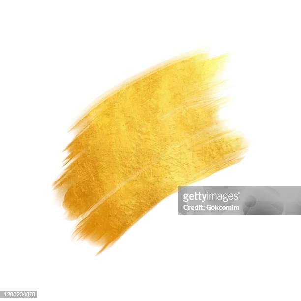 gold foil brush strokes clip art. gold paint blot isolated. gold ink patch. metallic golden texture design element for greeting cards and labels, abstract background. - gold paint stock illustrations