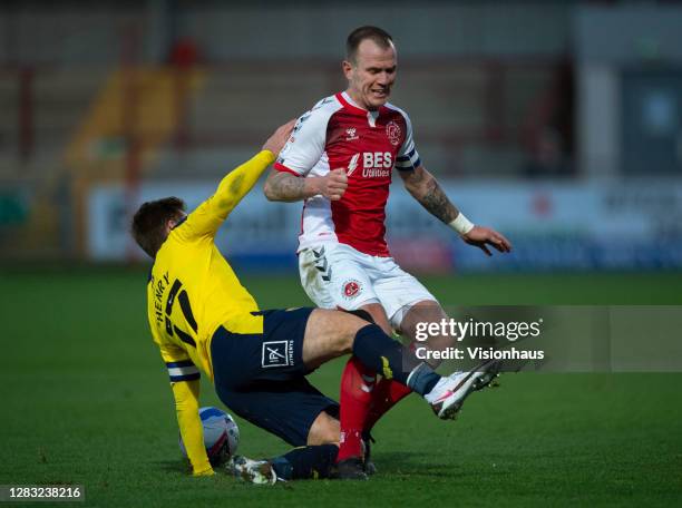 Fleetwood captain Glenn Whelan and Oxford captain James Henry in action during the Sky Bet League One match between Fleetwood Town and Oxford United...