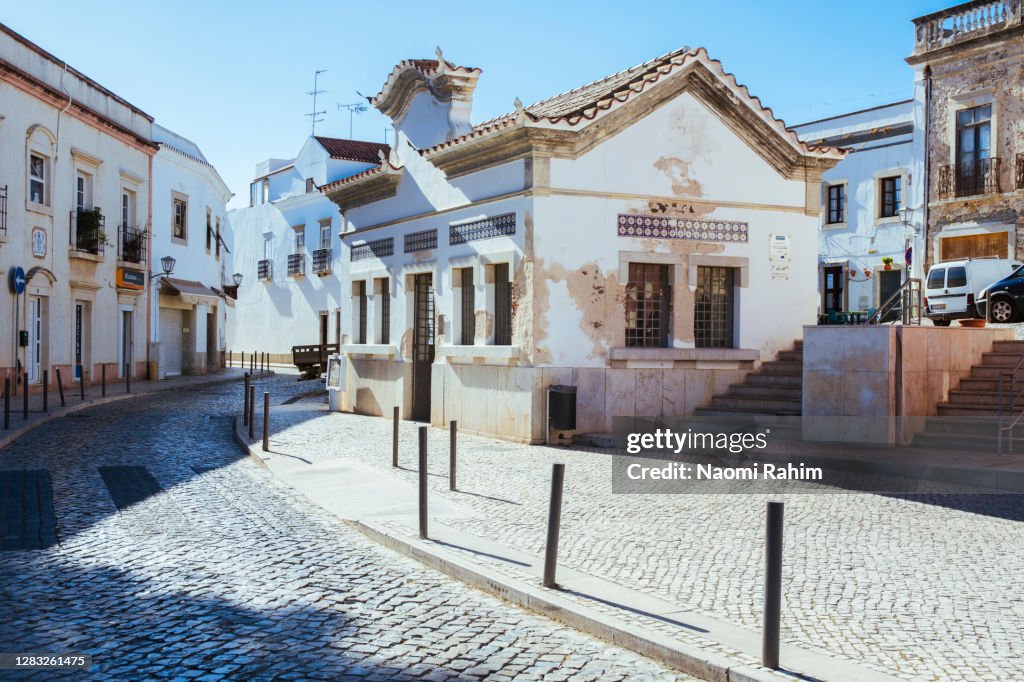 Beautiful historic buildings on Rua Dos Pelames, Tavira, Portugal