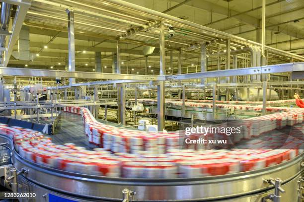 automatic beverage production workshop - food manufacturing stock pictures, royalty-free photos & images