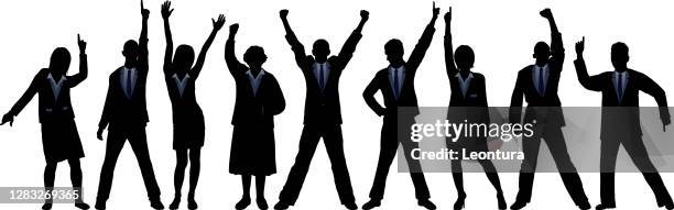 stockillustraties, clipart, cartoons en iconen met happy business people silhouetten - necktie