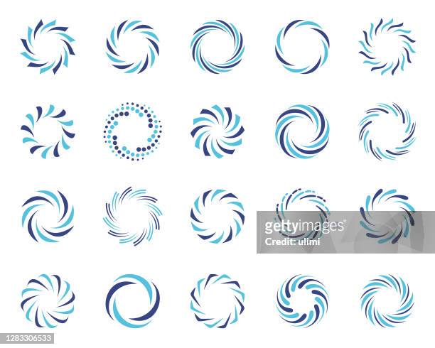 stockillustraties, clipart, cartoons en iconen met spiraal swirl symbolen ingesteld - circle icon