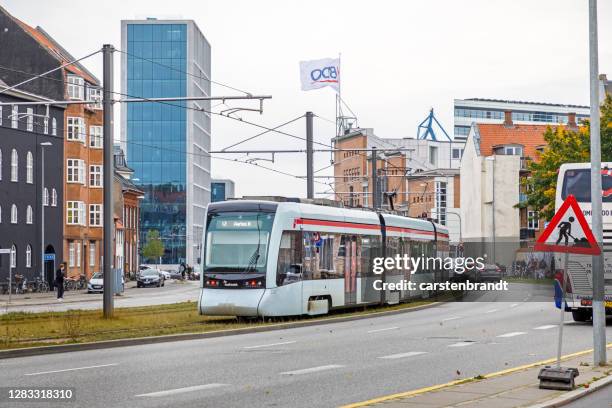 modern tram - aarhus stock pictures, royalty-free photos & images