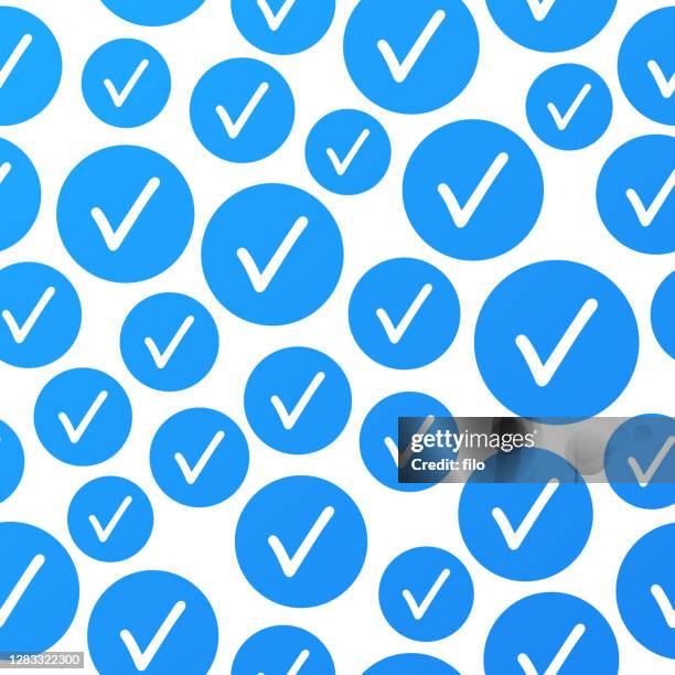 stockillustraties, clipart, cartoons en iconen met achtergrond naadloos blauw vinkje - herhaalpatroon in tegels