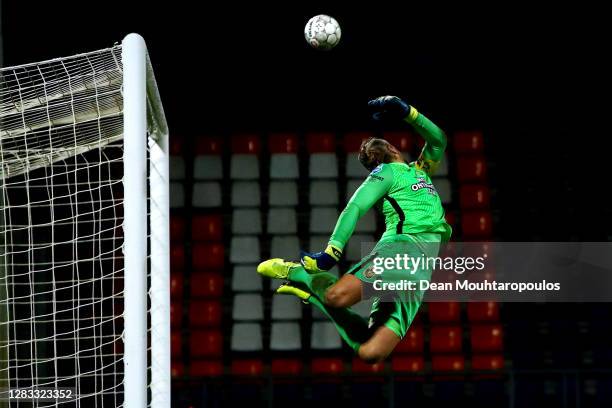 Goalkeeper, Remko Pasveer of Vitesse Arnhem attempts a save during the Dutch Eredivisie match between Willem II and Vitesse at Koning Willem II...