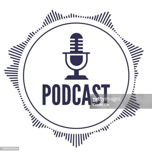 podcast round design audio element - communication logo stock illustrations