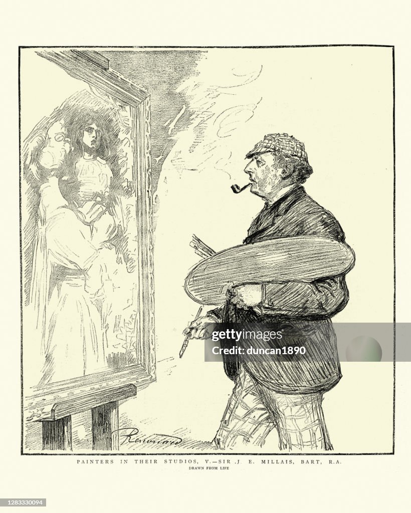 John Everett Millais, Artist in his studio painting picture