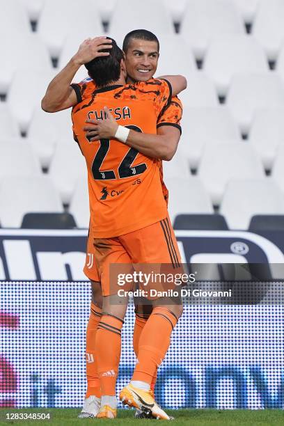 Cristiano Ronaldo of Juventus FC celebrate after scoring a goal during the Serie A match between Spezia Calcio and Juventus at Dino Manuzzi Stadium...