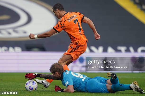 Cristiano Ronaldo of Juventus FC score a goal during the Serie A match between Spezia Calcio and Juventus at Dino Manuzzi Stadium on November 01,...