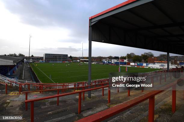 General view inside the stadium during the Betfred Super League match between Wakefield Trinity and Leeds Rhinos at the Mobile Rocket Stadium on...