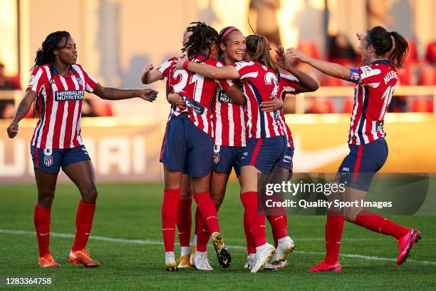 Deyna Castellanos of Atletico de Madrid Femenino celebrates after scoring his team's first goal during the La Liga Femenino match between Atletico de...