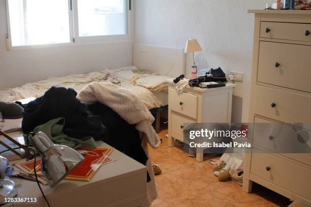 messy teenager bedroom - dirty room stock pictures, royalty-free photos & images