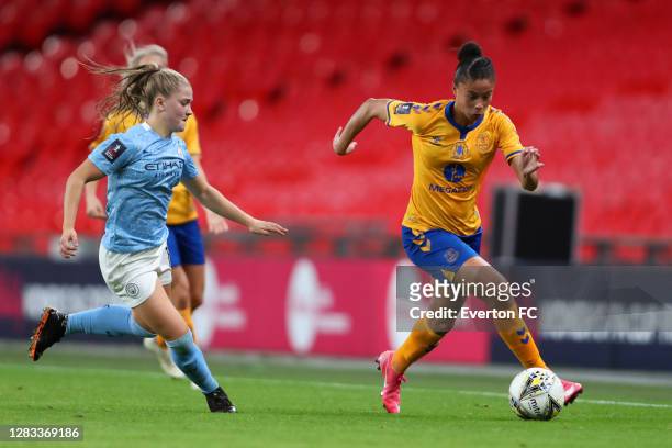 Chantelle Boye-Hlorkah of Everton battles for possession with Jess Park of Manchester City during the Vitality Women's FA Cup Final match between...