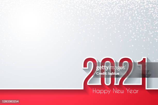 happy new year 2021 with gold glitter - white background - red-sequin-background stock illustrations