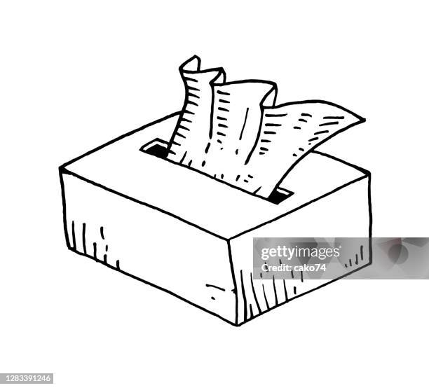 stockillustraties, clipart, cartoons en iconen met de handgetekende illustratie van de document servetten - tissue box