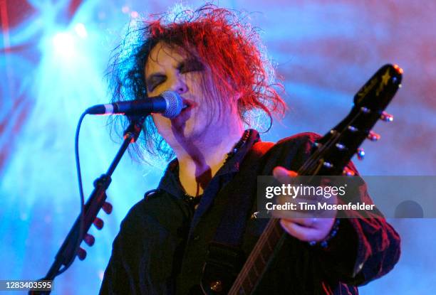 Robert Smith of The Cure performs during the Download Festival at Shoreline Amphitheatre on October 6, 2007 in Mountain View, California.