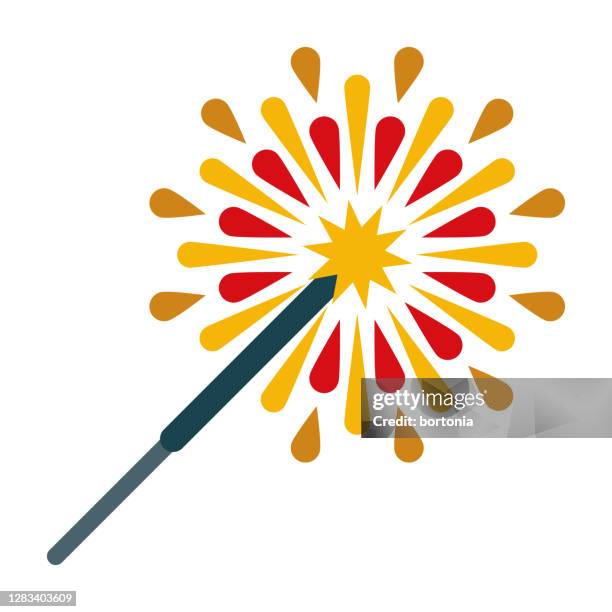 sparkler icon on transparent background - sparkler stock illustrations