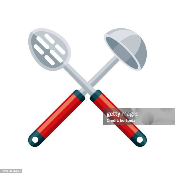 spoons icon on transparent background - ladle stock illustrations