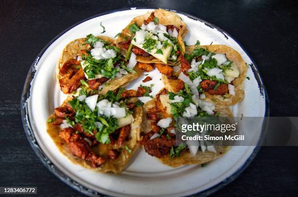 vegan tacos, al pastor style - mexican rustic bildbanksfoton och bilder