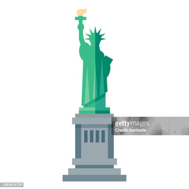 statue of liberty icon on transparent background - statue of liberty new york city stock illustrations