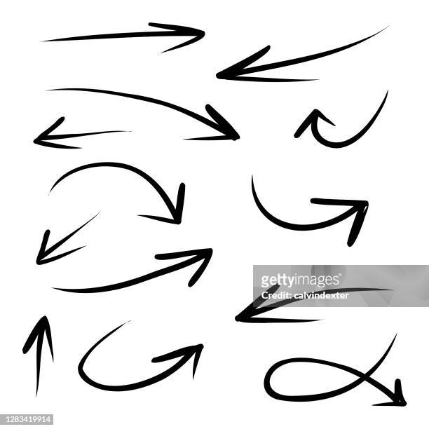 hand drawn arrow symbols - arrow symbol stock illustrations