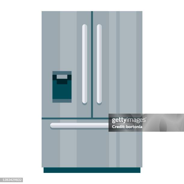 ilustraciones, imágenes clip art, dibujos animados e iconos de stock de icono del refrigerador sobre fondo transparente - nevera vacía