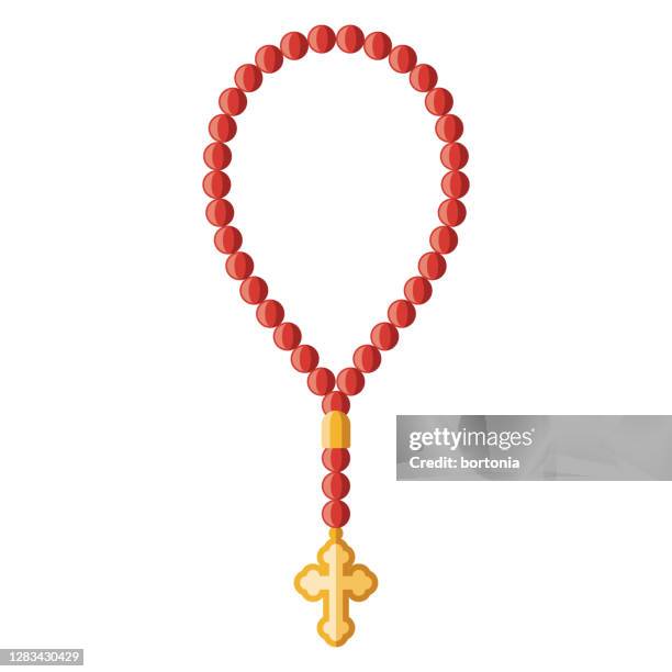 rosary icon on transparent background - rosary beads stock illustrations