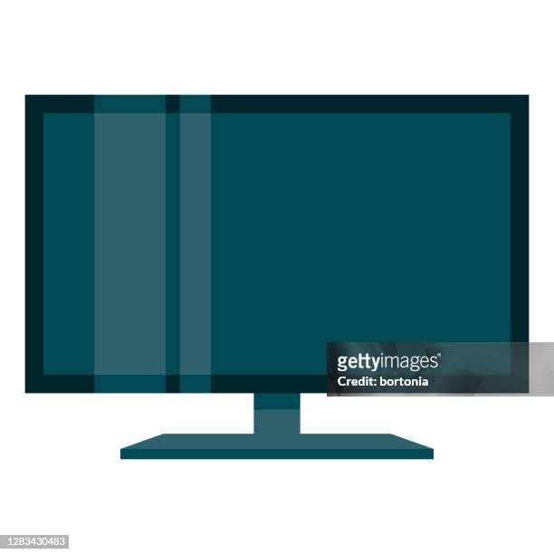 tv icon on transparent background - flat screen stock illustrations