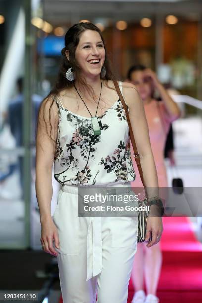 Eliza McCartney on the red carpet during the New Zealand Olympic Committee premiere of the 'One Fern 100 Years' documentary at the AUT City Campus on...