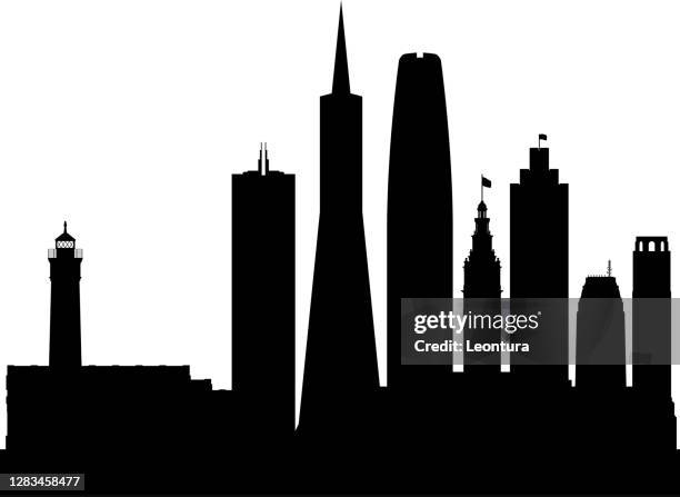 san francisco (all buildings are complete and moveable) - coit tower stock illustrations