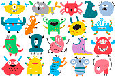 Monsters doodle set