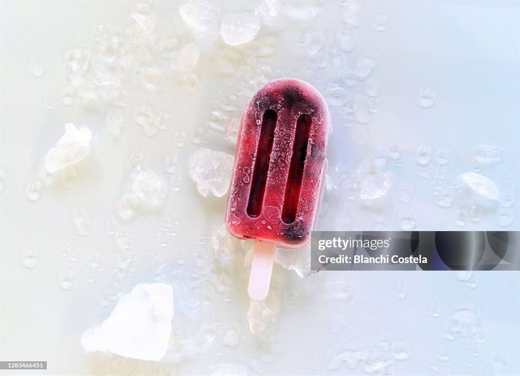 Homemade berry popsicles, ice cream