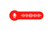 Voice message icon for your chat design. Voice messaging correspondence. Voice messages bubble icon with sound wave and microphone. Vector flat cartoon illustration for web sites and banners design