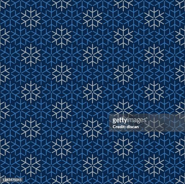 christmas snowflake seamless pattern. - geometric seamless pattern stock illustrations