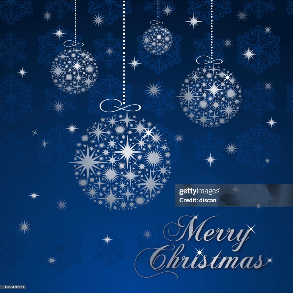 Christmas greeting card with silver balls.