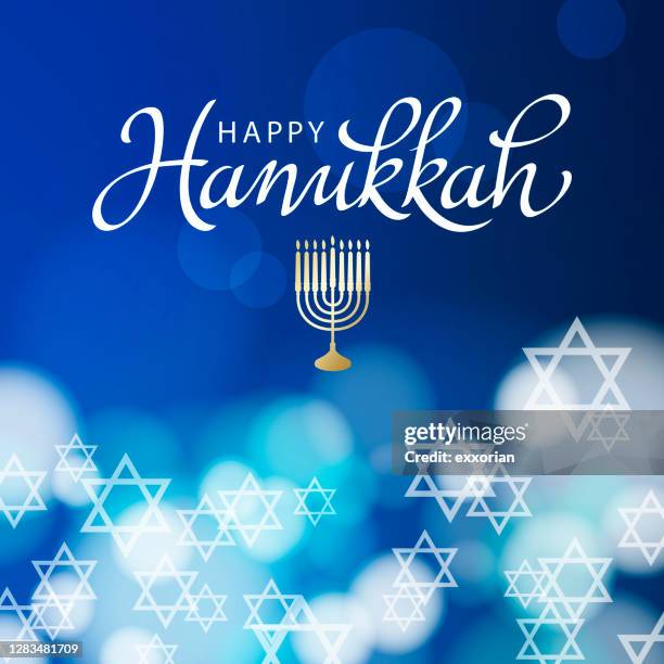 hanukkah menorah candles on david star background - star of david stock illustrations