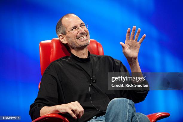 Apple CEO Steve Jobs speaks at All Things Digital June 1, 2010 in Rancho Palos Verdes, California. Jobs spoke about where he thought the industry was...